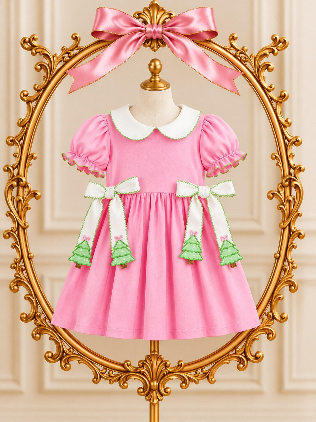 pink tree bows dress