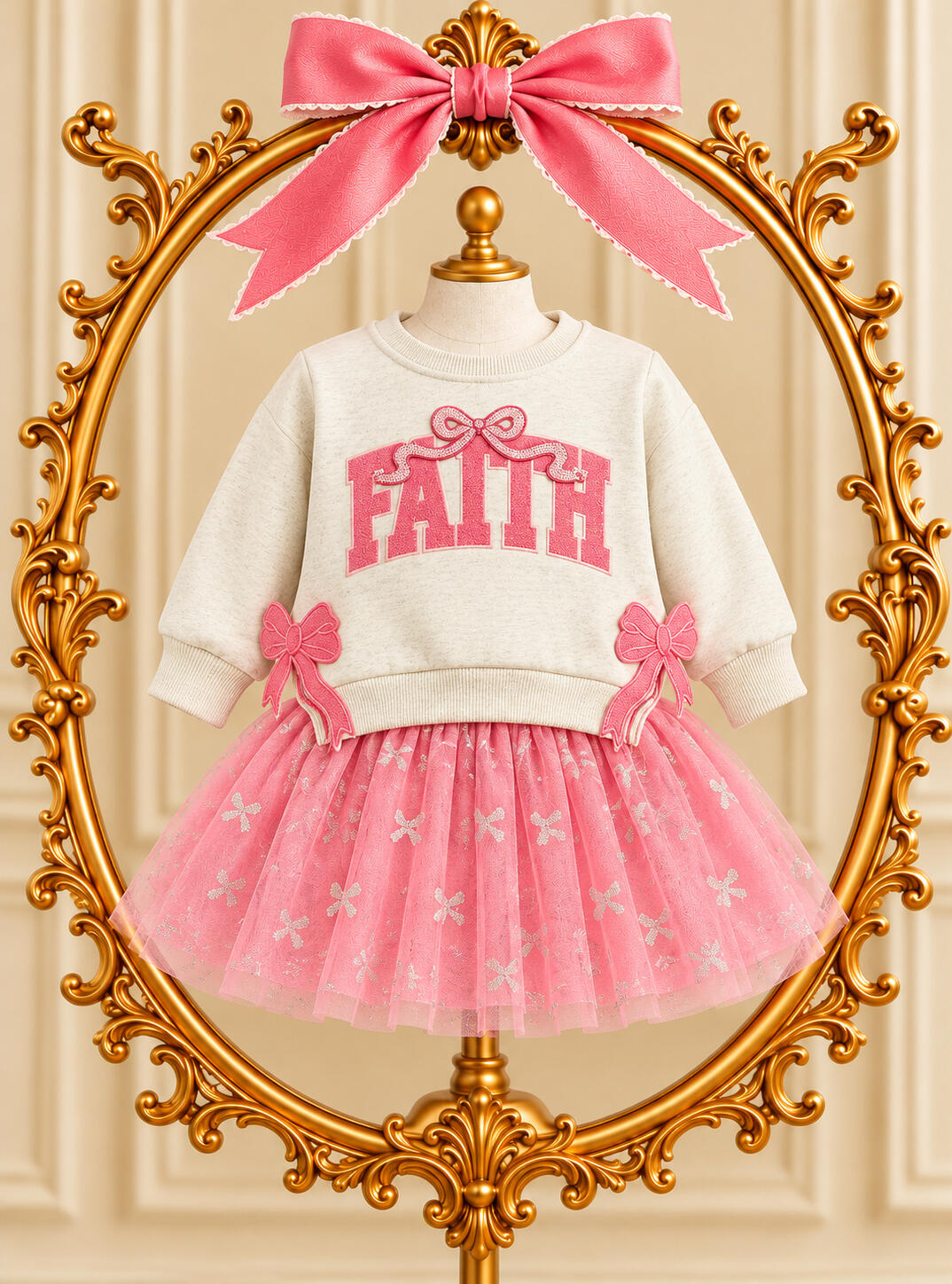 pink tree bows dress
